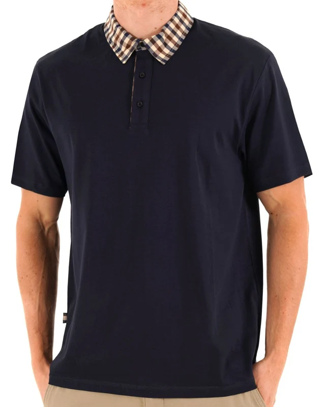 Aquascutum Club Check Polo Navy XL
