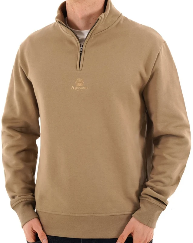 Aquascutum 1/4 Zip Sweat Khaki Sand XL