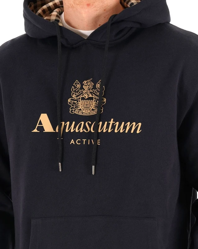 Aquascutum Logo Hoodie Navy 2XL