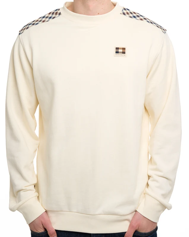 Aquascutum Lamina Crew Sweatshirt Old White 3XL
