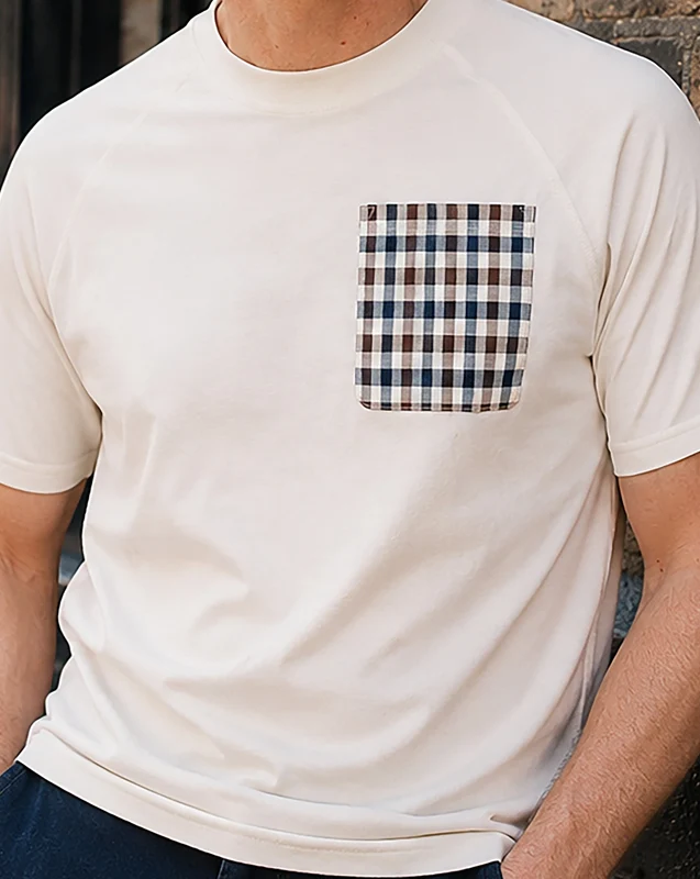 Aquascutum Raglan Pocket T-Shirt Off White M