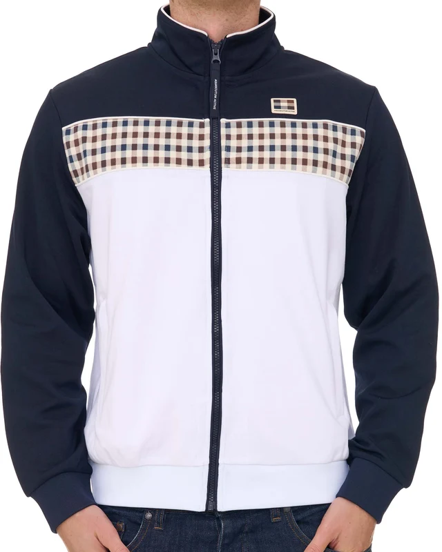 Aquascutum Check Panel Track Top Navy L