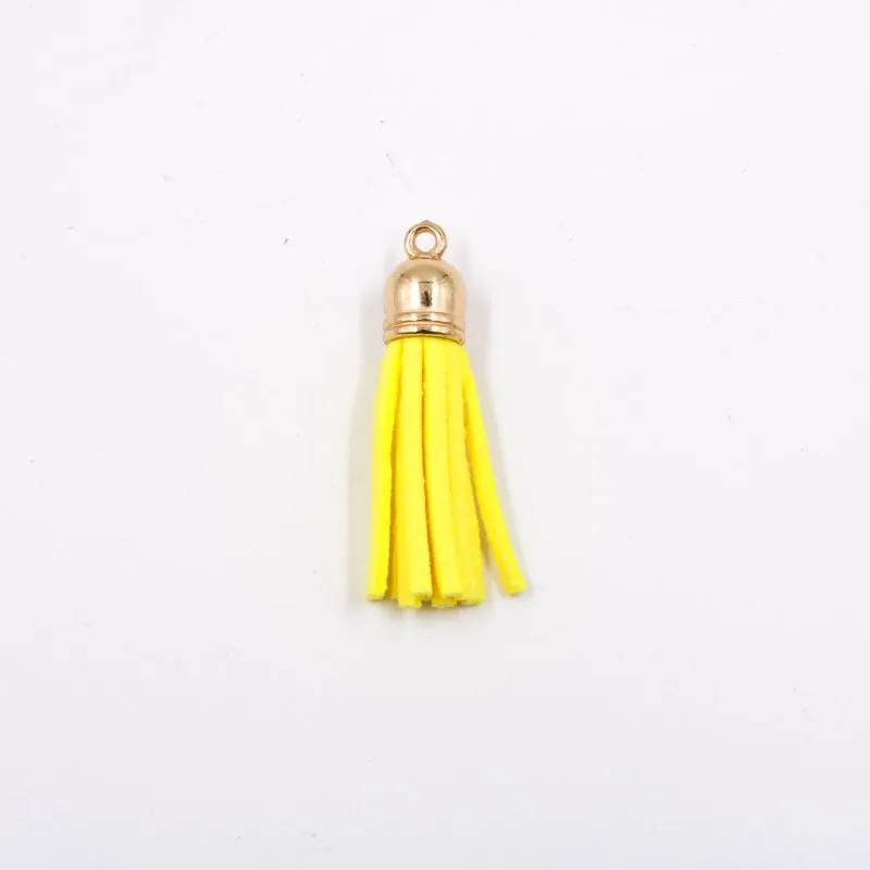 Pingente Franja De Camurça 30Mm Com 5 Peças 203 - Amarelo Canario