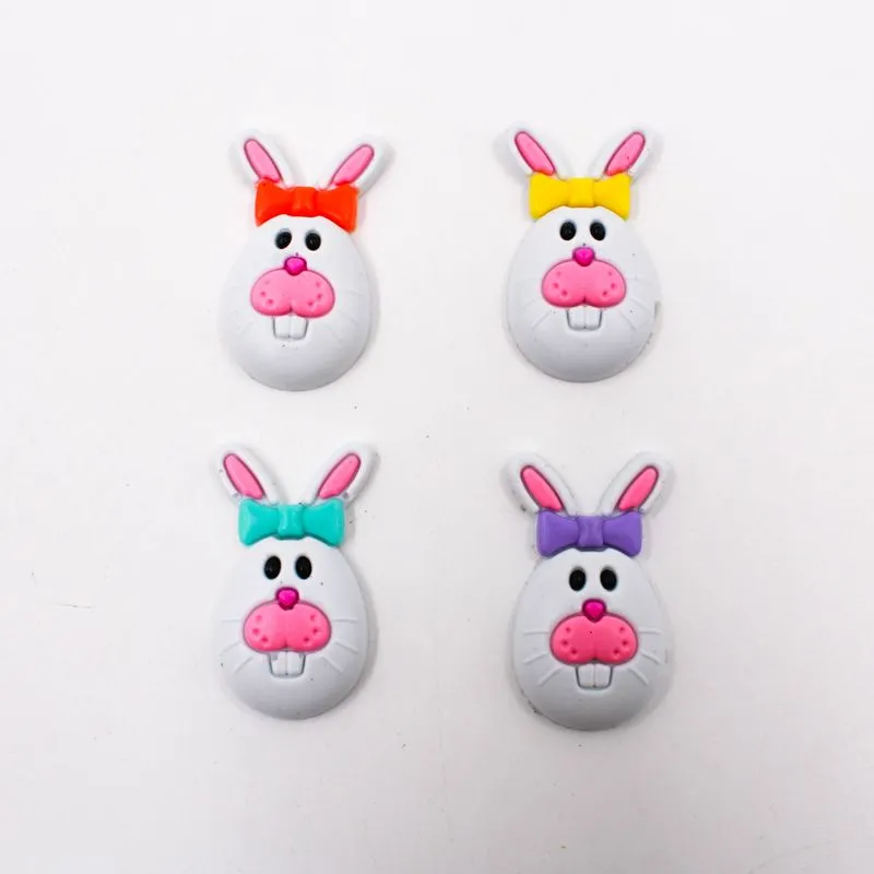Aplique Coelhos Com Laço 37X32mm Emborrachado Com 05 Peças 209 - Branco Z9