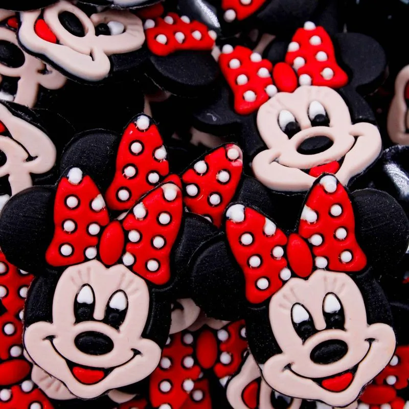 Aplique Minnie 48X46mm Emborrachado Com 05 Peças 201 - Vermelho