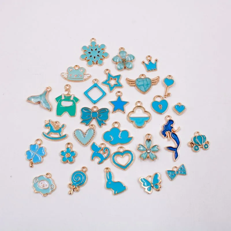 Conjunto De Pingente Resinado Em Zamac Com 03 Peças 219 - Azul Bebe