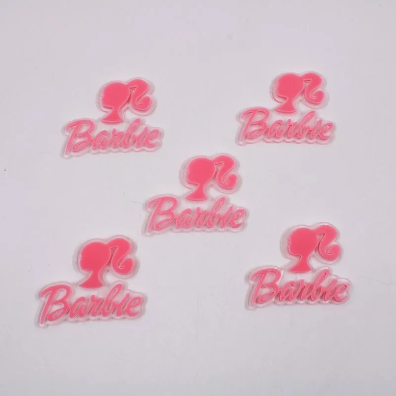 Aplique Barbie Logo E Perfil 60Mm Em Acrilico Com 02 Peças Bege Claro