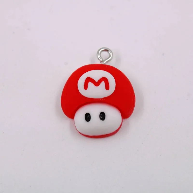 Pingente Cogumelo Super Mario Bros 20Mm Em Resina 10 Peças 201 - Vermelho