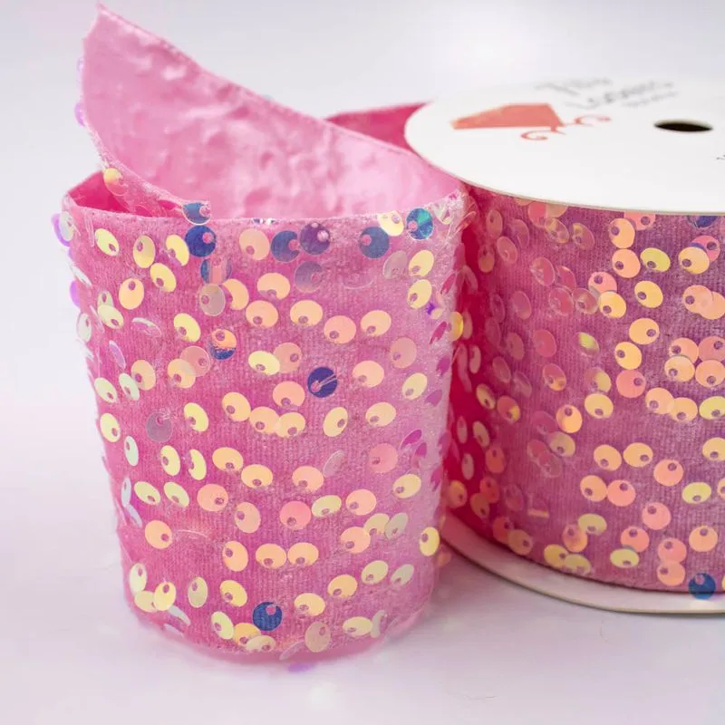 FITA PAETE 75MM EM POLIESTER E PVC COM 01 METRO 004 - Rosa 04