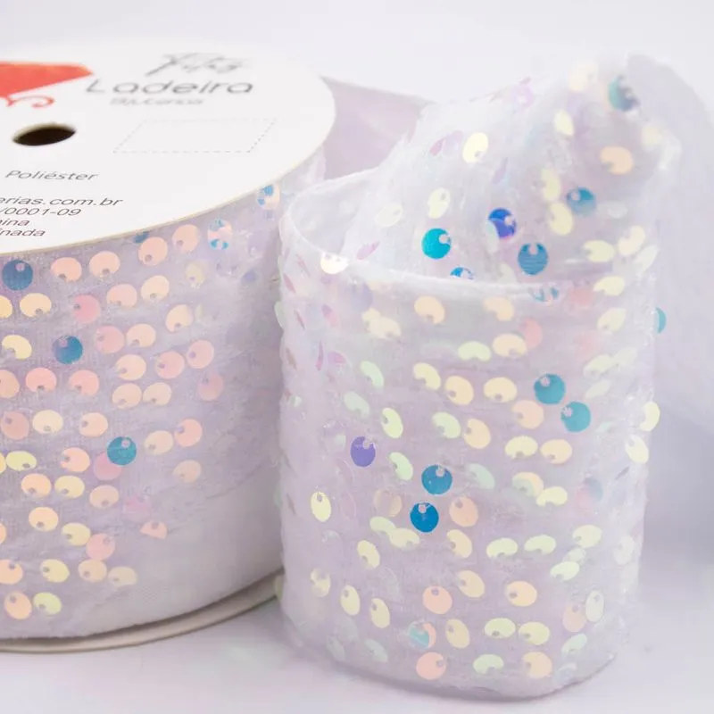 FITA PAETE 75MM EM POLIESTER E PVC COM 01 METRO 209 - Branco 209