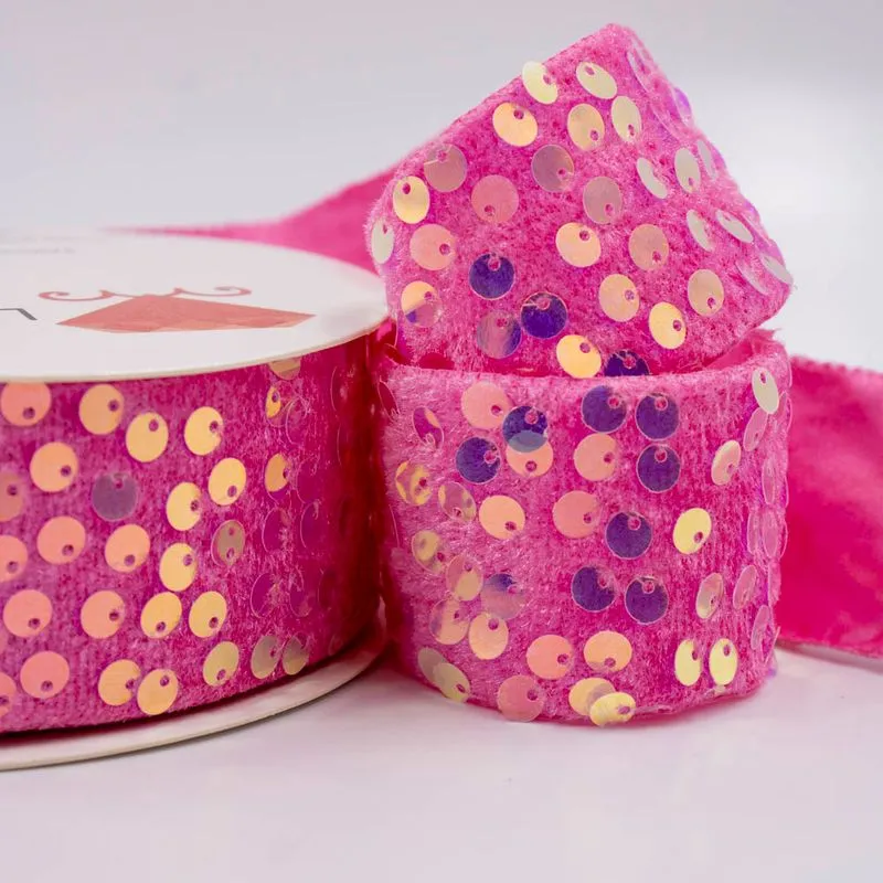FITA PAETE 38MM EM POLIESTER E PVC COM 01 METRO 007 - Rosa Pink
