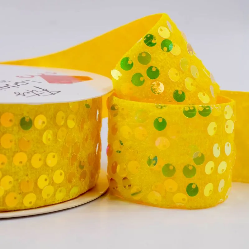 FITA PAETE 38MM EM POLIESTER E PVC COM 01 METRO Amarelo Canario