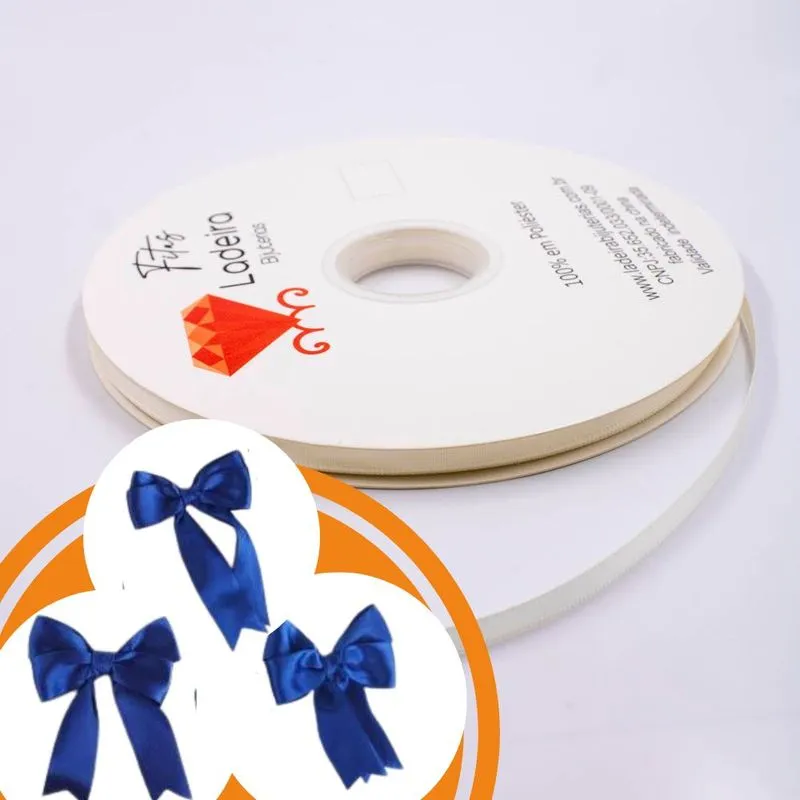 Fita De Cetim Lisa Ladeira Premium 07Mm Com 01 Metro 028Y - Creme