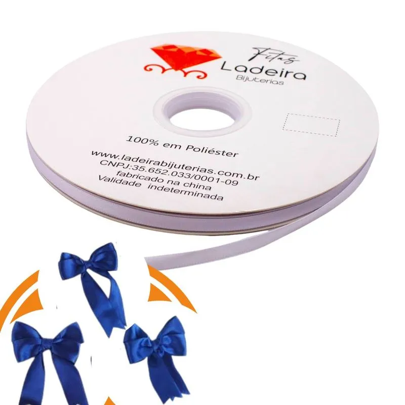 Fita De Cetim Lisa Ladeira Premium 07Mm Com 01 Metro 029Y - Branco