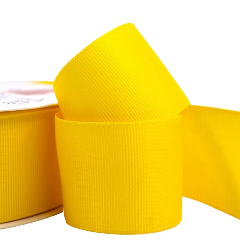 FITA DE GORGURAO LISA LADEIRA PREMIUM 38MM EM POLIESTER COM 01 METRO 645Y - Amarelo Canario