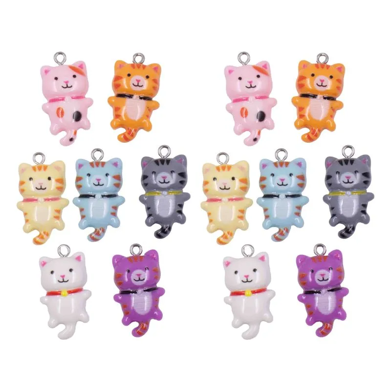Pingente Gatos 29Mm Em Resina Com 10 Peças Unica