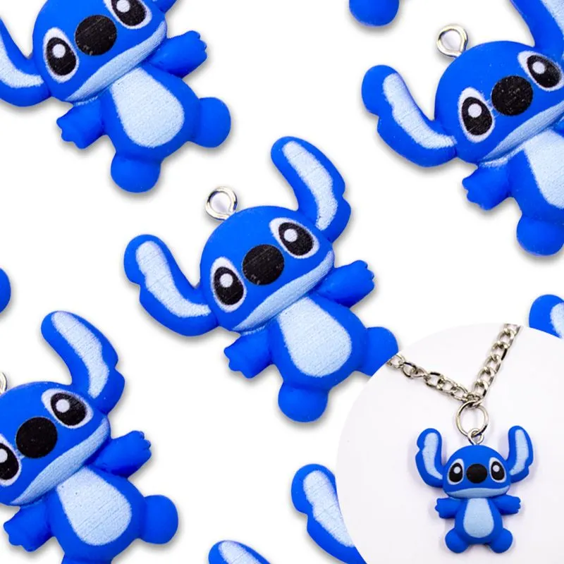 Pingente Stitch 30Mm Em Resina Com 05 Peças 045 - Azul 45