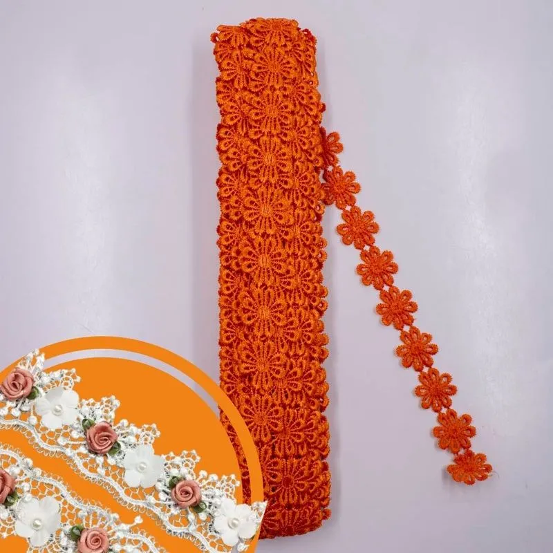 RENDA GUIPIR FLOR 25MM COM 01 METRO Laranja