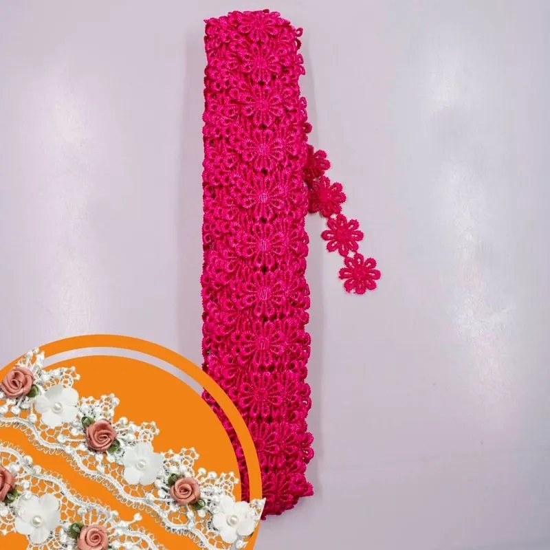 RENDA GUIPIR FLOR 25MM COM 01 METRO Pink