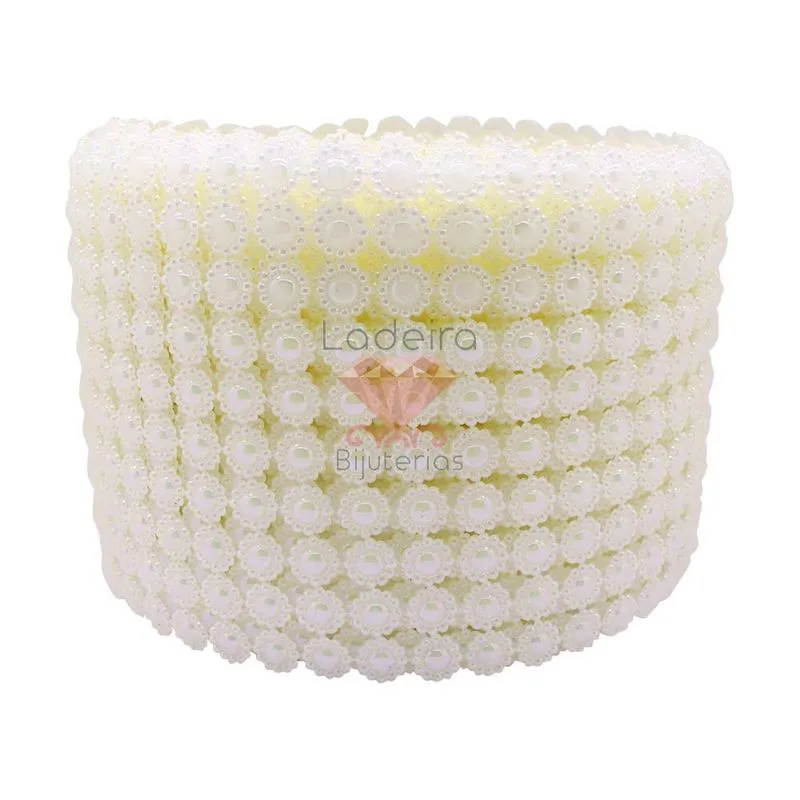 MANTA DE PEROLA FLOR 10MM EM ABS COM 50CM 614Ab - Branco A14