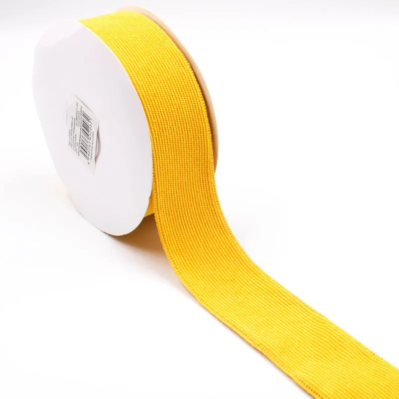 Fita De Veludo Ondulada 40Mm Em Poliester Com 01 Metro 203 - Amarelo Canario