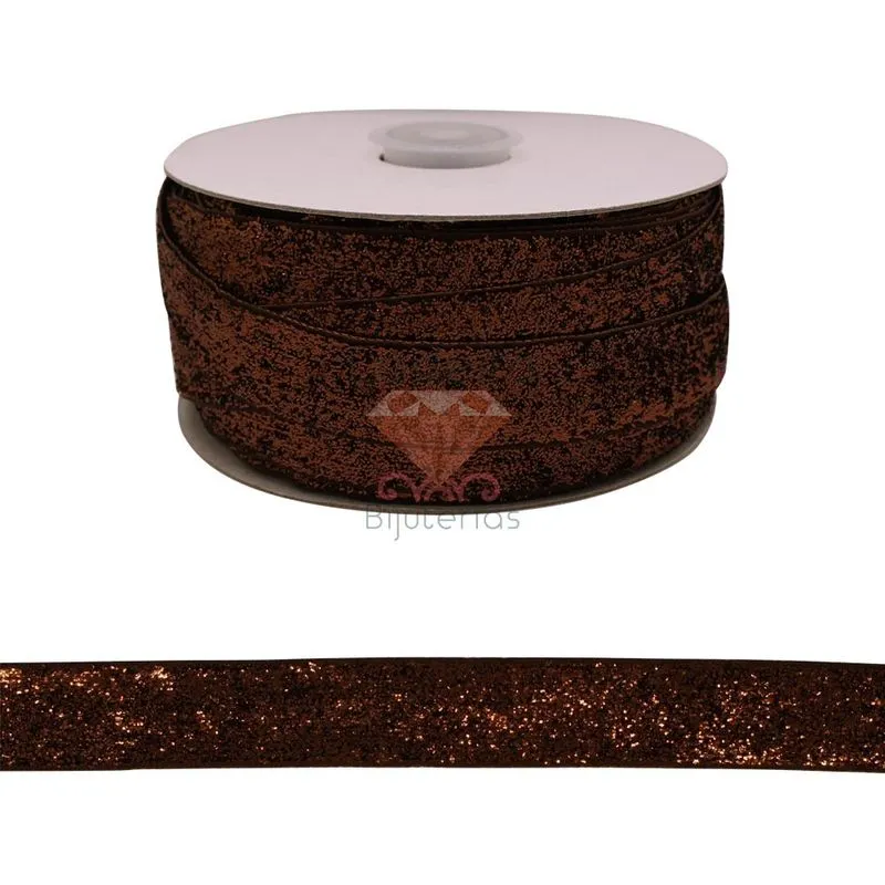FITA SINTETICA COM GLITTER 20MM COM 01 METRO 013 - Marrom 13