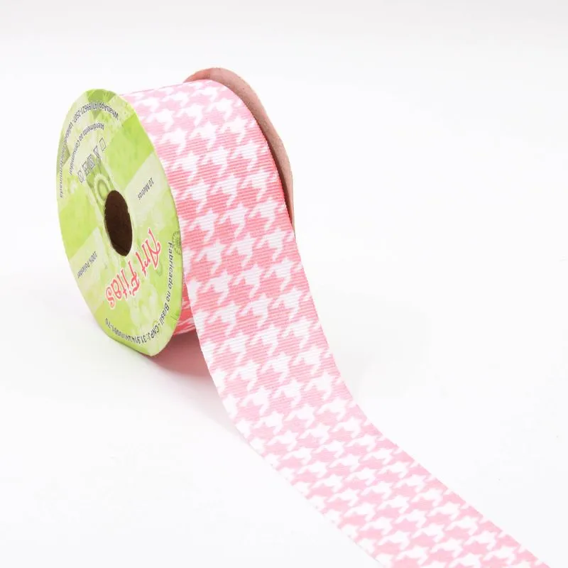 Fita De Gorgurão Xadrez Pied Poule 38Mm Com 01 Metro Rosa Claro 017