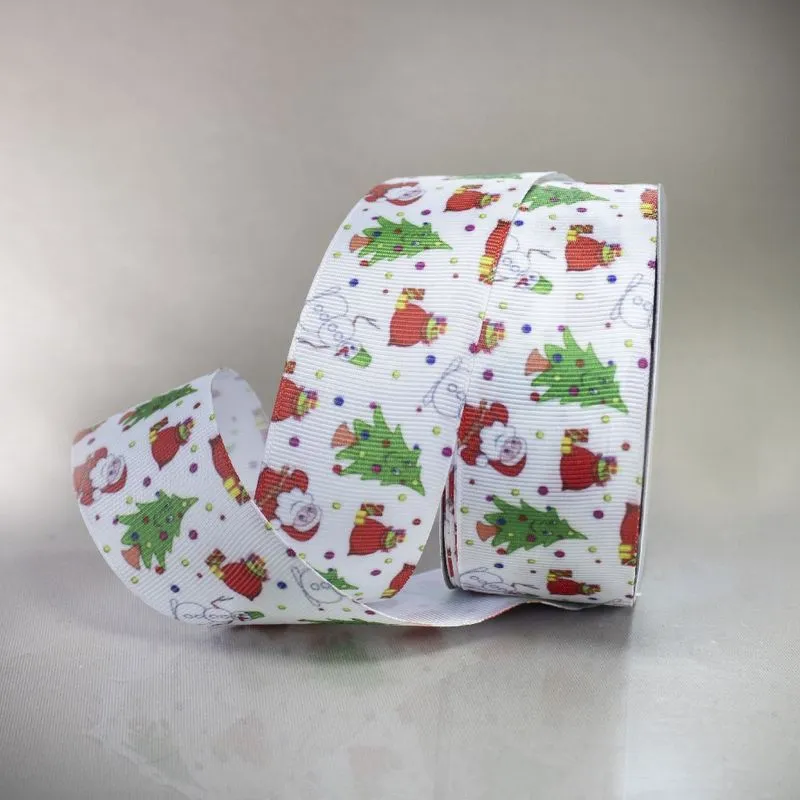 Fita Natalina De Gorgurao Noel E Arvore 38Mm Em Poliester Com 01 Metro Unica