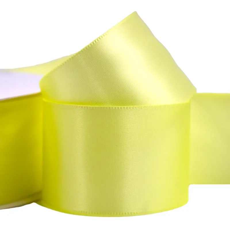 FITA DE CETIM LISA LADEIRA PREMIUM 38MM COM 01 METRO 617Y - Amarelo Bebe