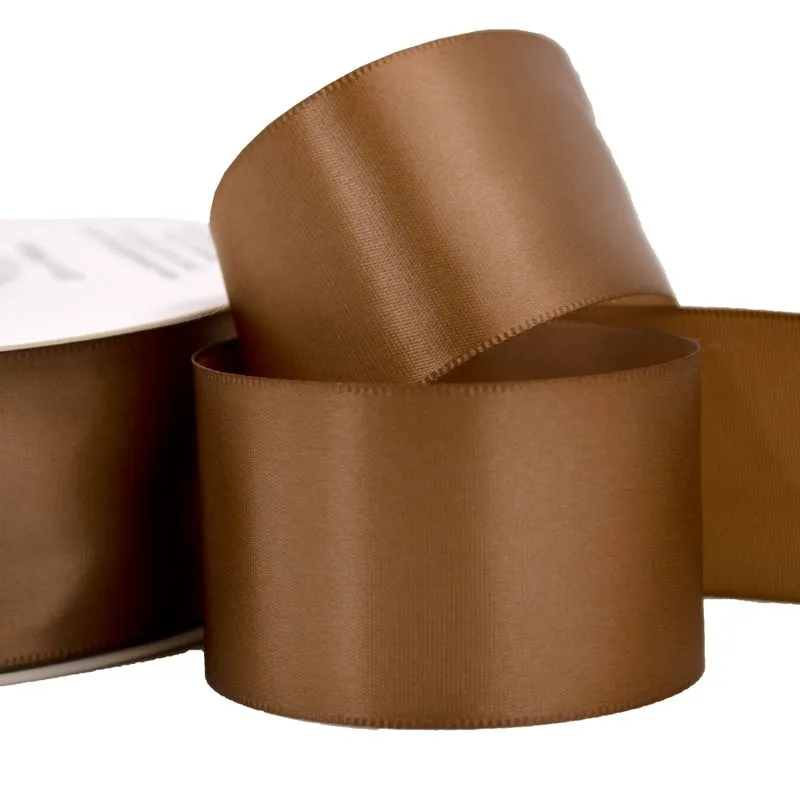FITA DE CETIM LISA LADEIRA PREMIUM 38MM COM 01 METRO 845Y - Marrom Claro