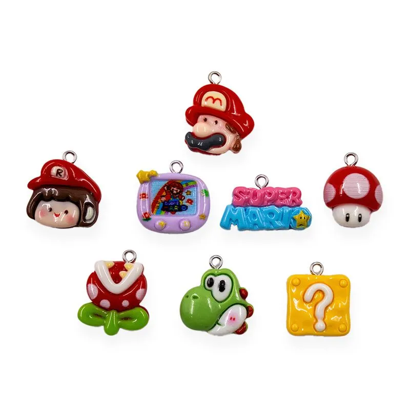 Pingente Super Mario 30Mm Em Resina Com 10 Peças 103 - Colorido