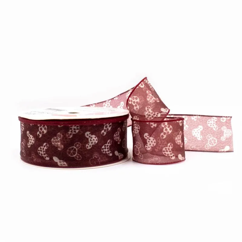 Fita Mickey Em Organza 38Mm Com 01 Metro D5-303 201 - Vermelho