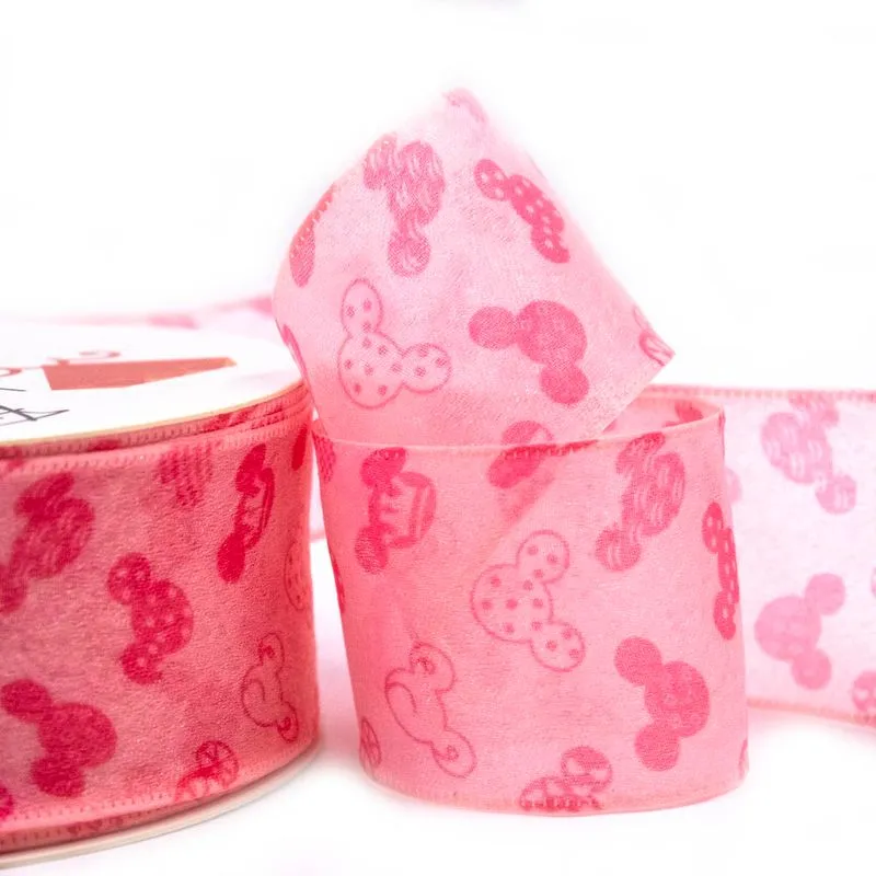 Fita Mickey Em Organza 38Mm Com 01 Metro D5-303 213 - Rosa