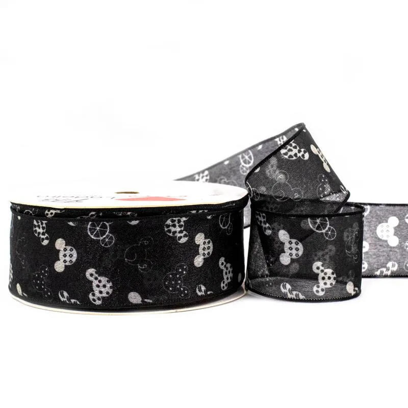 Fita Mickey Em Organza 38Mm Com 01 Metro D5-303 225 - Preto Z25