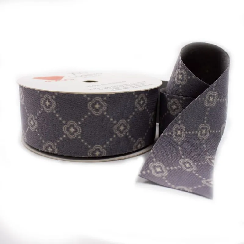 Fita Estampa Florzinha 38Mm Em Poliester Com 01 Metro D5-076 241 - Cinza