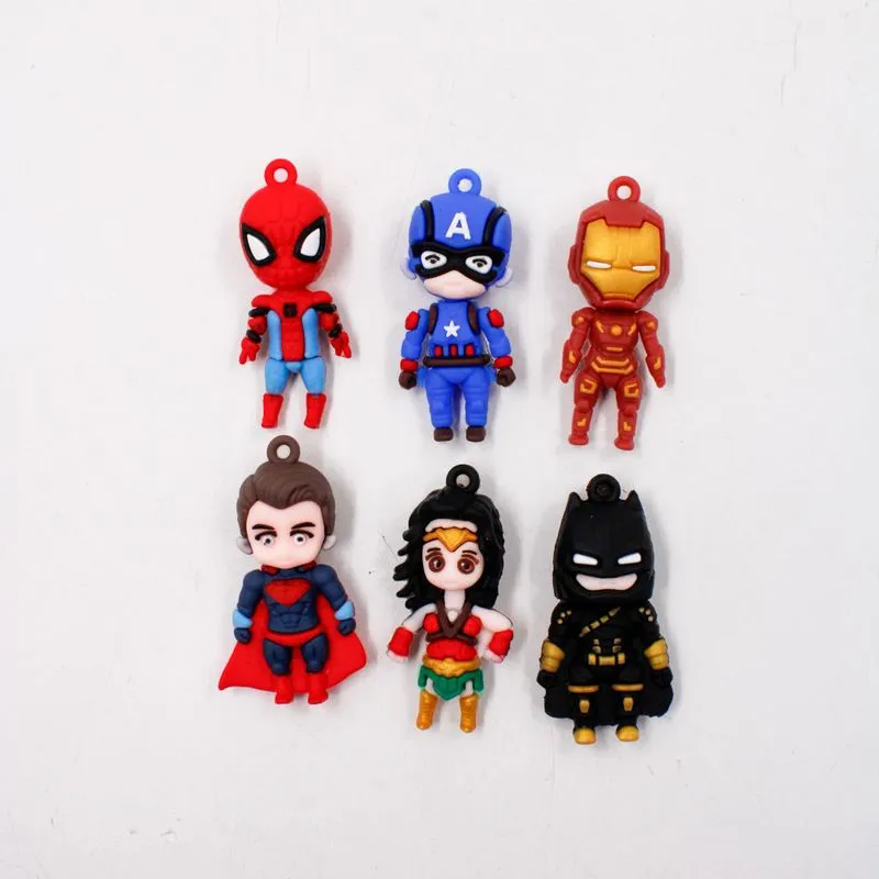 Kit Pingente Super-Herois 55Mm Emborrachado Com 06 Peças 103 - Colorido