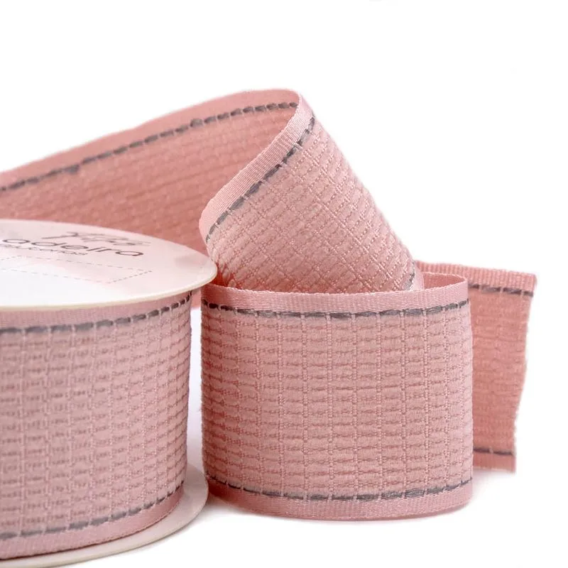 Fita Pespontada Mesclada Em Poliester 38Mm Com 01 Metro Qs-013 217 - Rosa Bebe