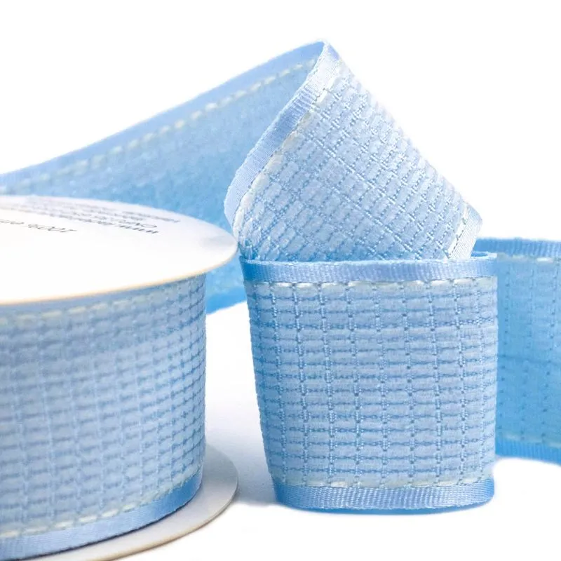 Fita Pespontada Mesclada Em Poliester 38Mm Com 01 Metro Qs-013 219 - Azul Bebe