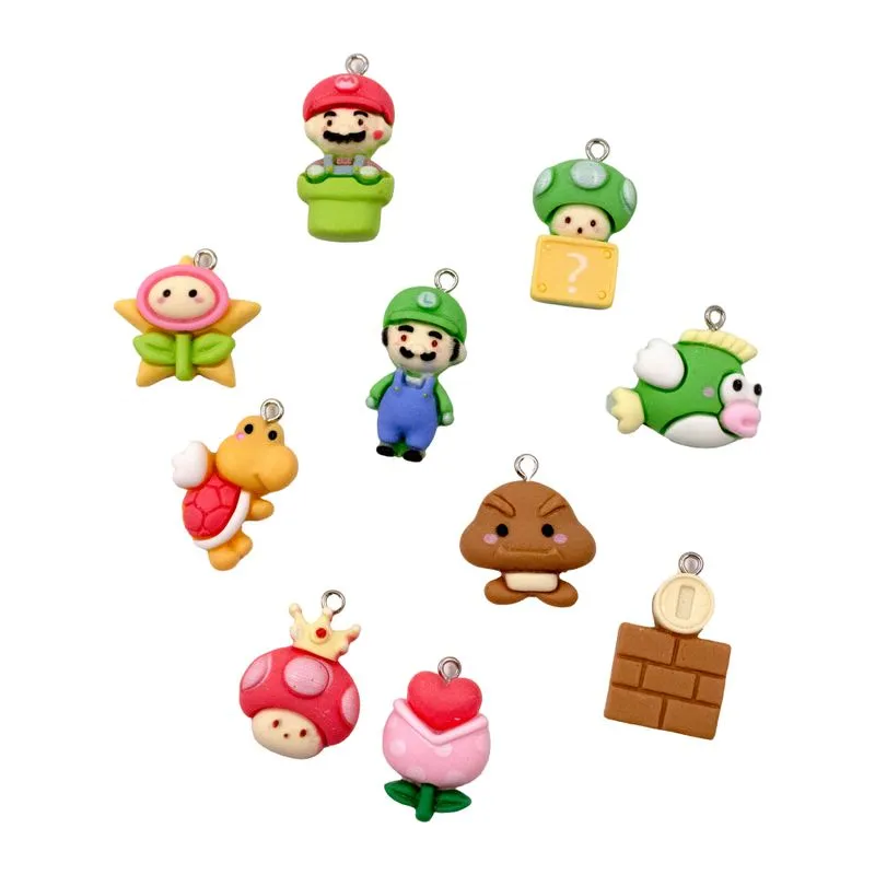 Pingente Turma Do Super Mario Bros 26X35mm Em Resina 05 Peças 103 - Colorido