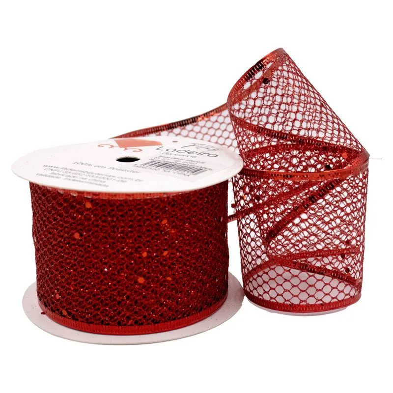 FITA ARAMADA TELADA 63MM EM POLIESTER COM 01 METRO 201 - Vermelho