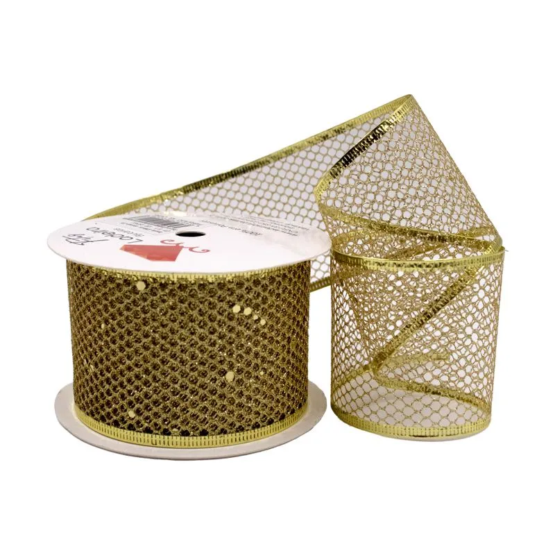 FITA ARAMADA TELADA 63MM EM POLIESTER COM 01 METRO 226 - Dourado Z26