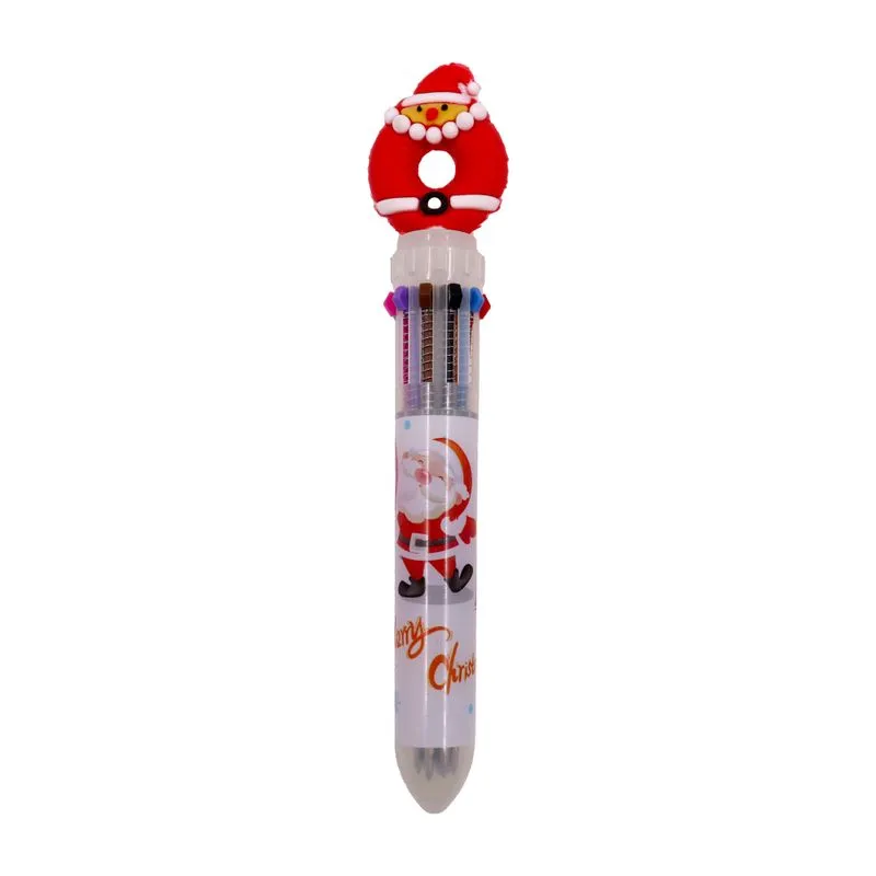 Caneta Esferográfica Natalina 10 Cores Com 01 Unidade Papai Noel - Inatvo
