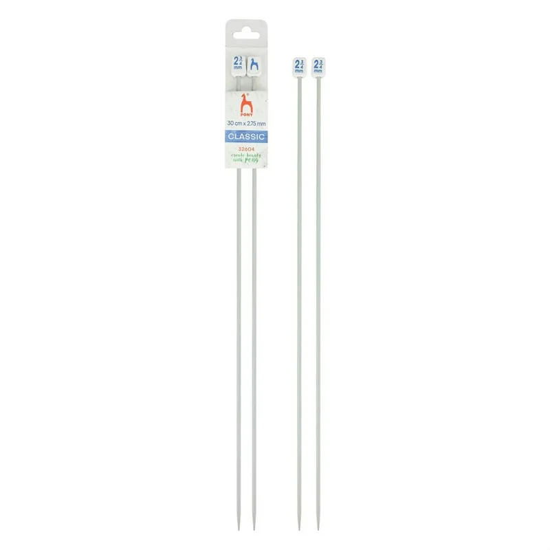 Pony Straight Pair Of Needles With Ends 30cm x 2.75mm / OS