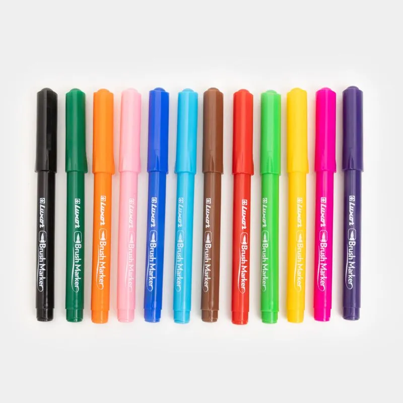 Marcador lavables punta pincel x12 unidades Luxor