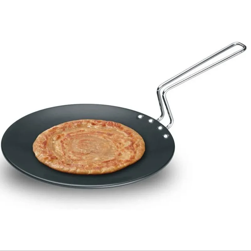 Futura Hard Anodized Concave Tava Griddle with Steel Handle: Gas Compatible, Aluminum Surface, Hand Wash Open Box