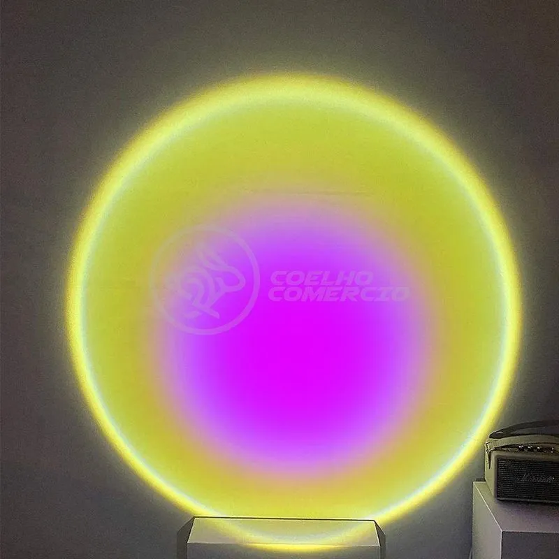 Luminária Projetor Smart Tech Mini Ring Light Sunset Para Decoração Usb 5v 5w Amarelo