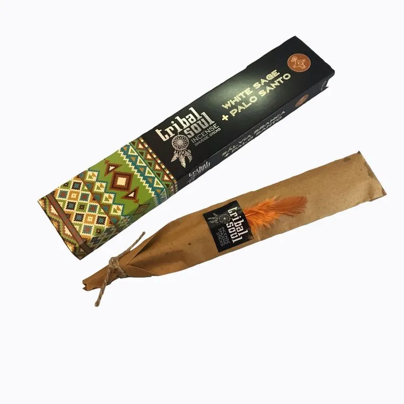 Incenso Indiano Massala Tribal Soul Sálvia Branca + Palo Santo - Caixa 15 Gr - Hari Darshan