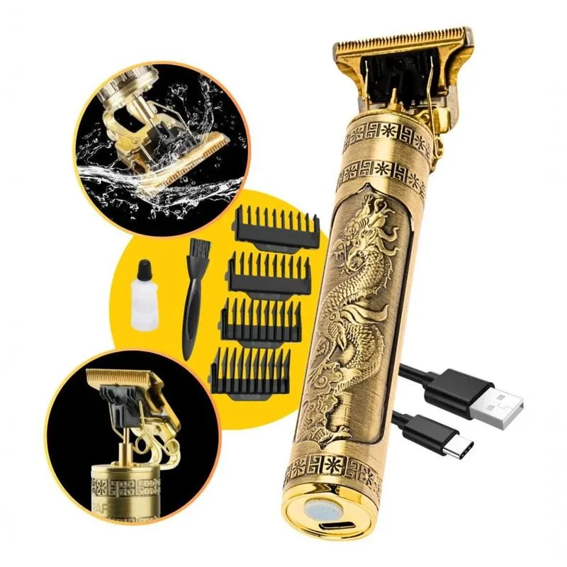 Máquina de Cortar Cabelo e Barba Maquininha Cabelo Pezinho Barba Corpo Dragão Vintage Uso Profissional Lâmina Aço Inox Máquina de Cortar Cabelo e Barba Maquininha Cabelo Pezinho Barba Corpo Dragão Vintage Lâmina Aço