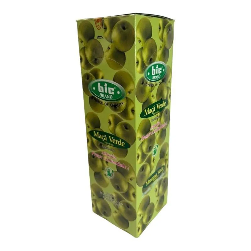 Incenso Indiano Bic Maçã Verde 25 Caixas Com 8 Varetas