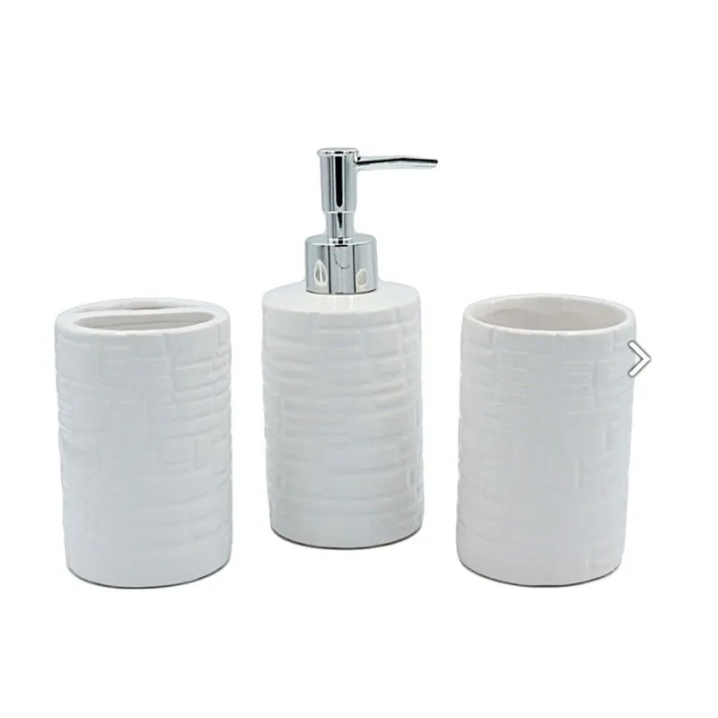 Kit Banheiro Lavabo Porta Sabonete Escova branco 3 peças